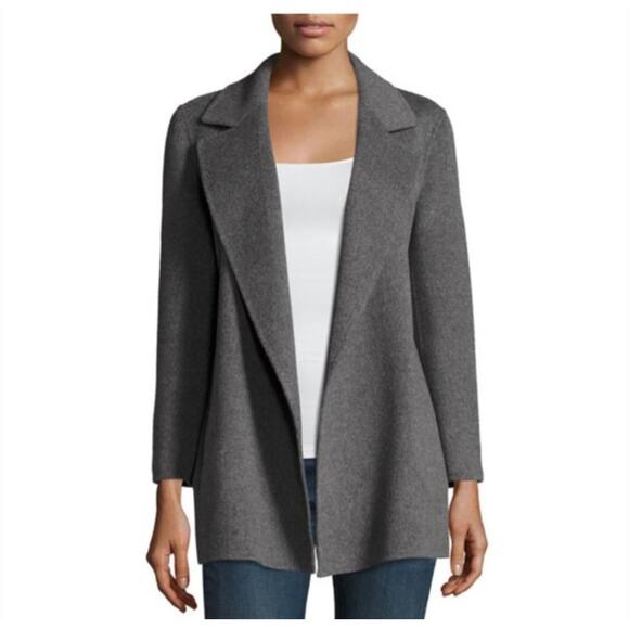 Theory Clairene New Divide Wool Cashmere Coat Charcoal Melange Grey Size Small - Picture 1 of 10